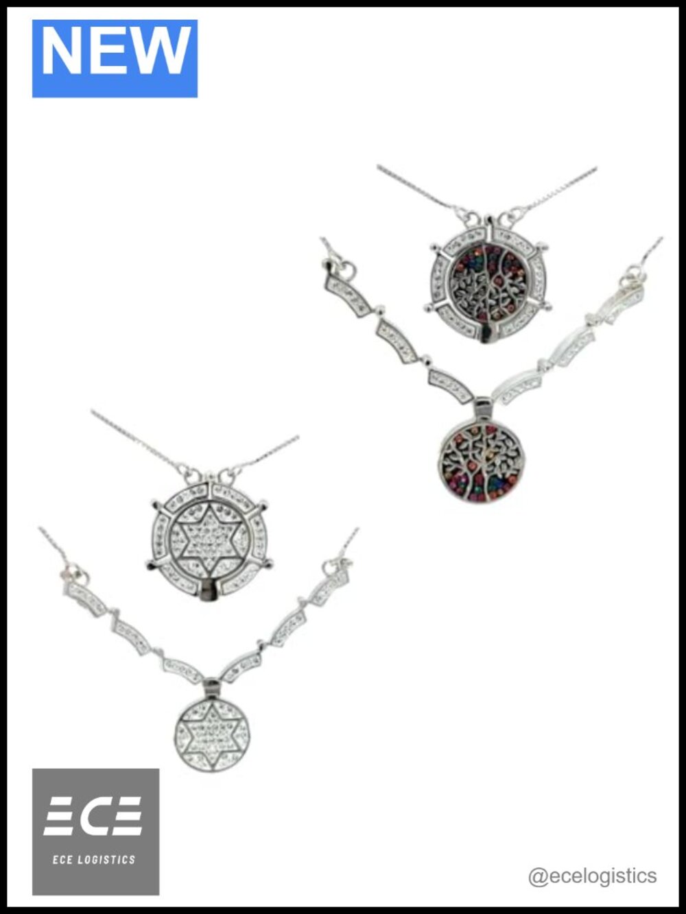 925 Sterling Silver Reversible Star of David Necklace, Kabbalah Pendant